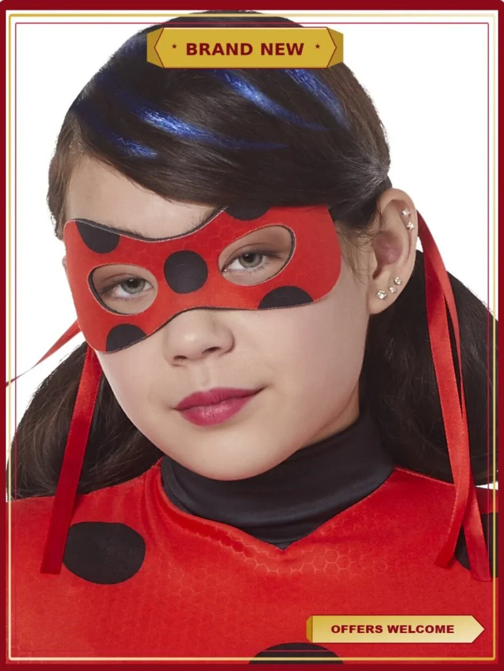 Girls Halloween Costume Jumpsuit with Gloves Mask and Hair Ties